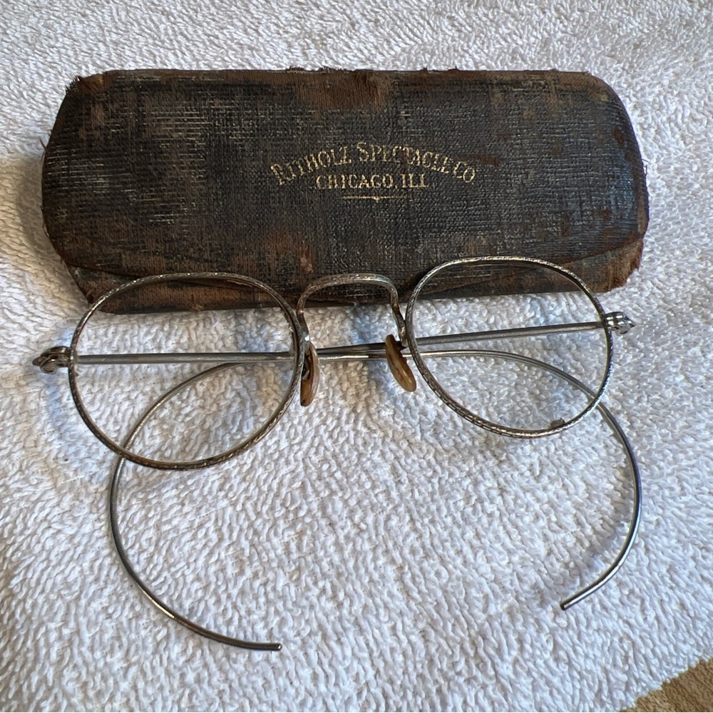 Vintage Dr. Ritholz Silver Framed Spectacles & Lens Early 1900 With Case